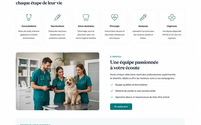 Section à propos de la clinique vétérinaire.